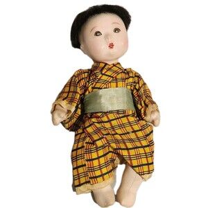 Antique Japanese Traditional Ichimatsu 9" Doll in Kimono